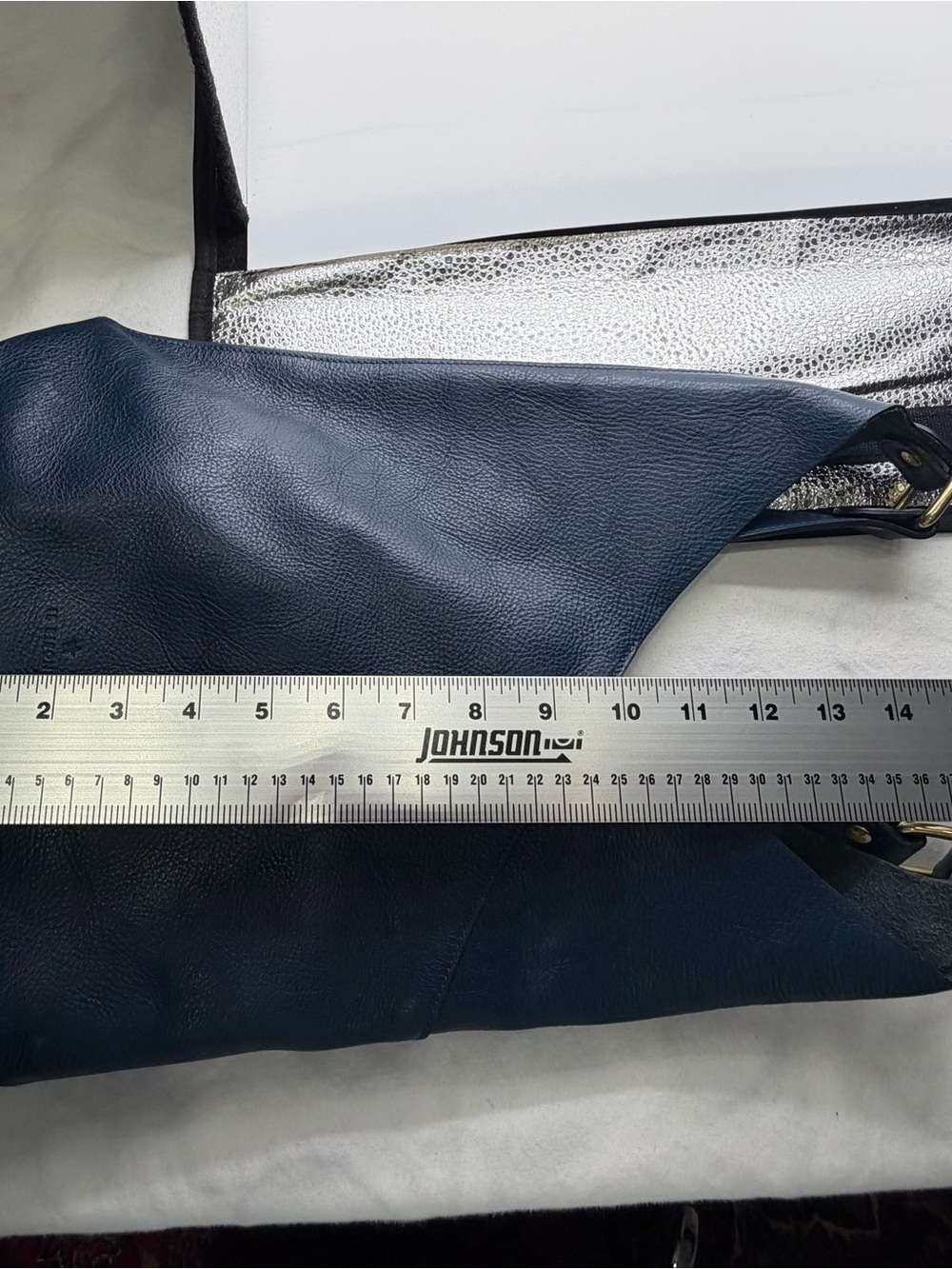 IL Bisonte Malibu Leather shoulder bag, Blu Oltremare (blue), like new! - Picture 6 of 9